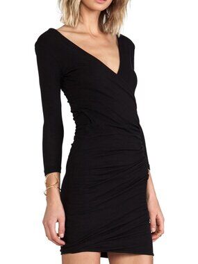 James Perse Ruched Faux Wrap Dress